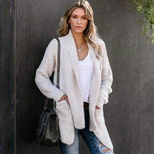 Beige Luxe Pocketed Cardigan